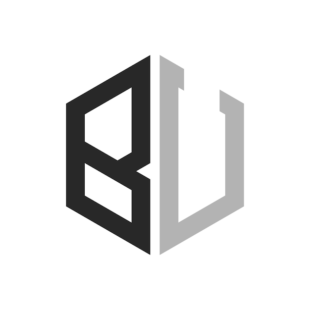 Moderno y único diseño de logotipo de la letra hexagonal BU Elegante concepto de logotipo inicial de la letra BU