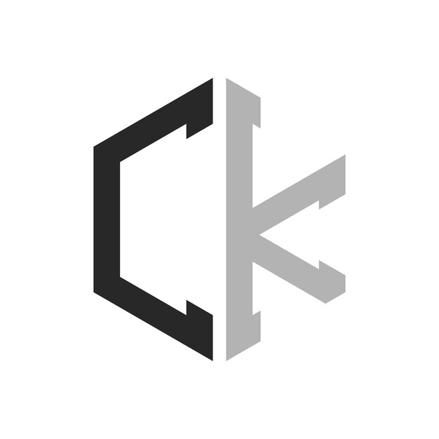 Moderno y único diseño de logotipo de la letra hexagonal CK Elegante concepto inicial de la letra CK