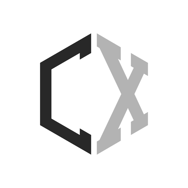 Moderno y único diseño de logotipo de la letra hexagonal CX Elegante concepto inicial de la letra CX