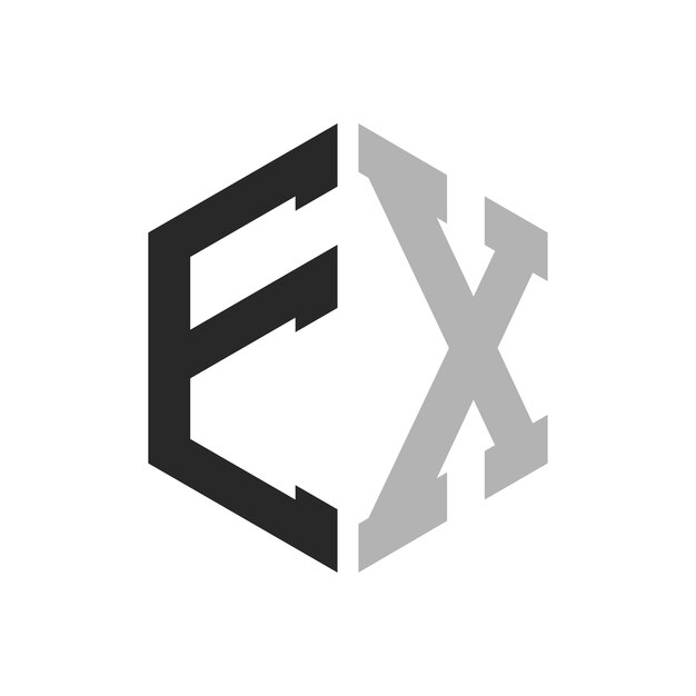 Moderno y único diseño de logotipo de la letra hexagonal EX Elegante concepto inicial de la letra EX