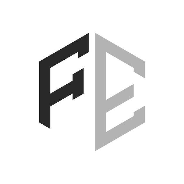 Moderno y único diseño de logotipo de la letra hexagonal FE Elegante concepto inicial de la letra FE