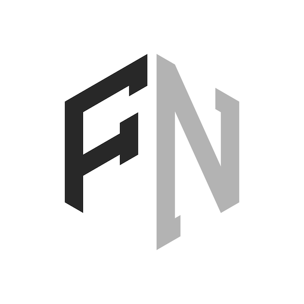 Moderno y único diseño de logotipo de la letra hexagonal FN Elegante concepto inicial de la letra FN