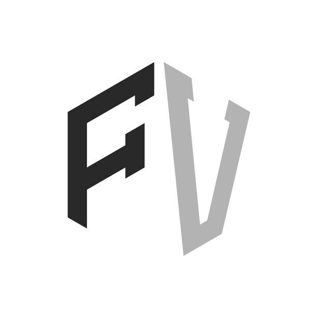 Moderno y único diseño de logotipo de la letra hexagonal FV Elegante concepto inicial de la letra FV