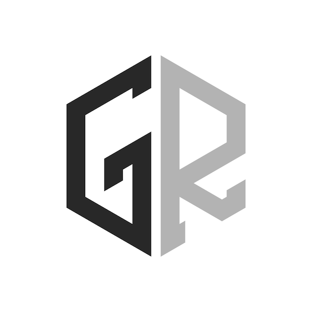 Moderno y único diseño de logotipo de la letra hexagonal GR Elegante concepto de logotipo inicial de la letra GR