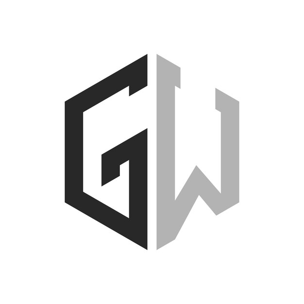 Moderno y único diseño de logotipo de la letra hexagonal GW Elegante concepto de logotipo inicial de la letra GW