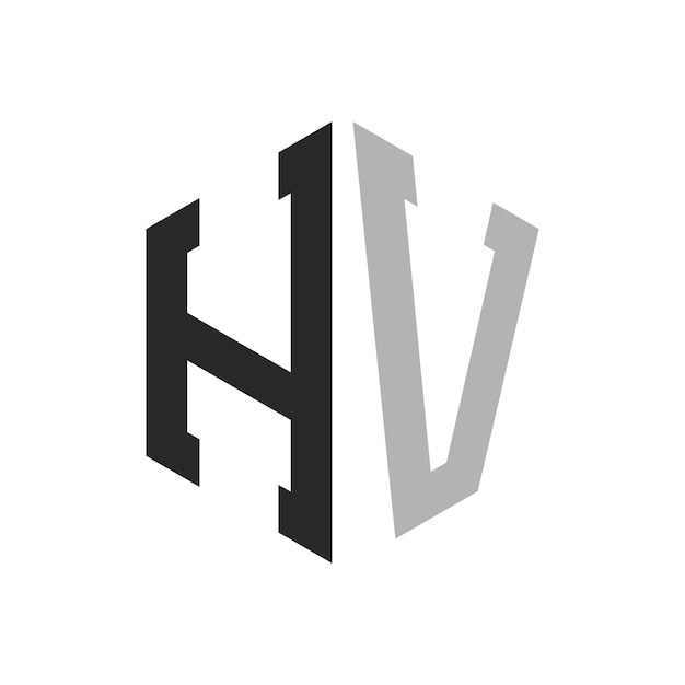 Moderno y único diseño de logotipo de la letra hexagonal HV Elegante concepto inicial de la letra HV