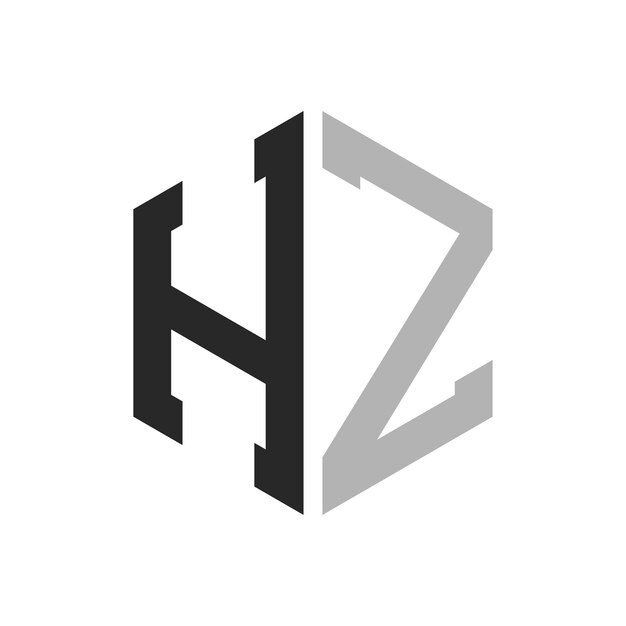 Moderno y único diseño de logotipo de la letra hexagonal HZ Elegante concepto inicial de la letra HZ
