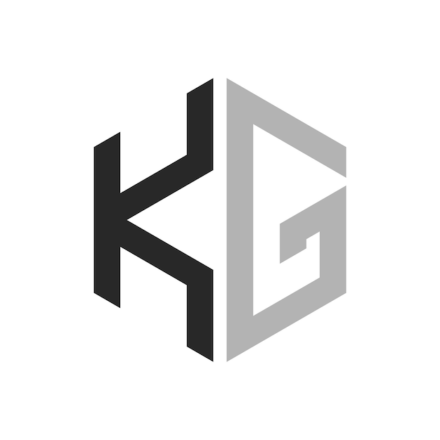 Moderno y único diseño de logotipo de la letra hexagonal KG Elegante concepto inicial de la letra KG