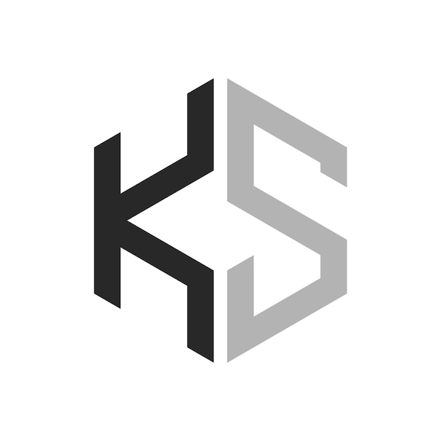 Moderno y único diseño de logotipo de la letra hexagonal KS Elegante concepto inicial de la letra KS