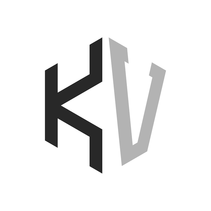 Vector moderno y único diseño de logotipo de la letra hexagonal kv elegante concepto inicial de la letra kv