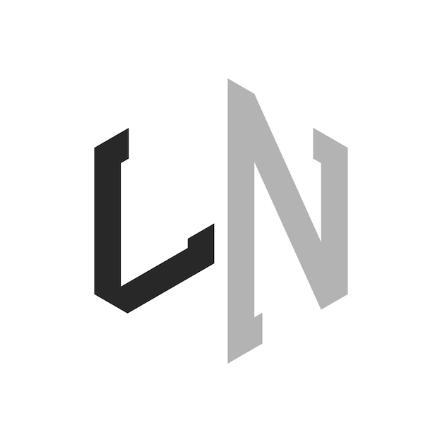 Moderno y único diseño de logotipo de la letra hexagonal LN Elegante concepto inicial de la letra LN