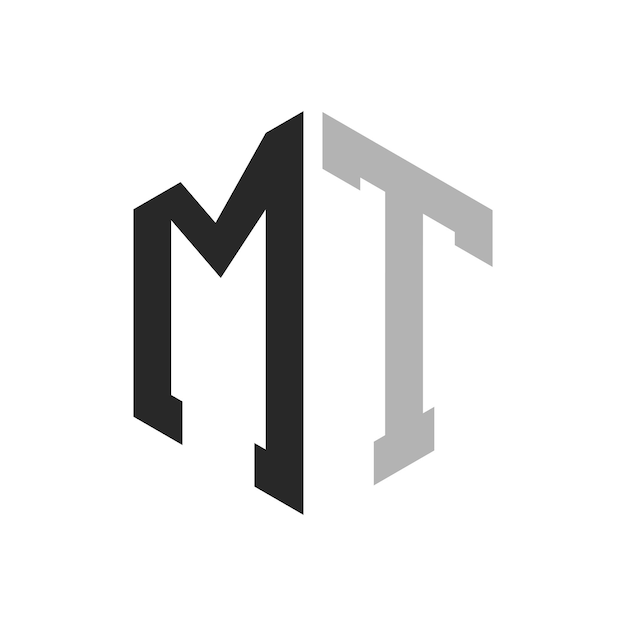 Moderno y único diseño de logotipo de letra hexagonal MT Elegante concepto de logotipo inicial de letra MT