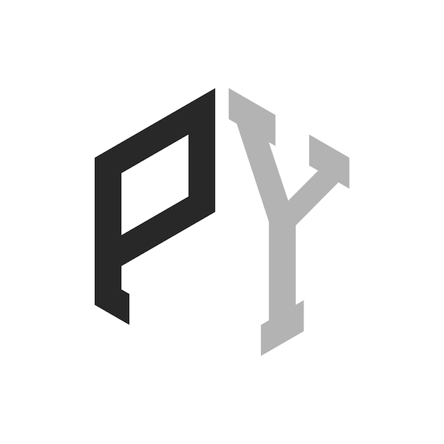 Moderno y único diseño de logotipo de la letra hexagonal PY Elegante concepto inicial de la letra PY