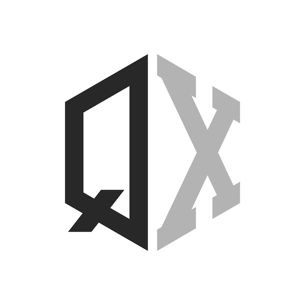 Moderno y único diseño de logotipo de la letra hexagonal QX Elegante concepto inicial de la letra QX