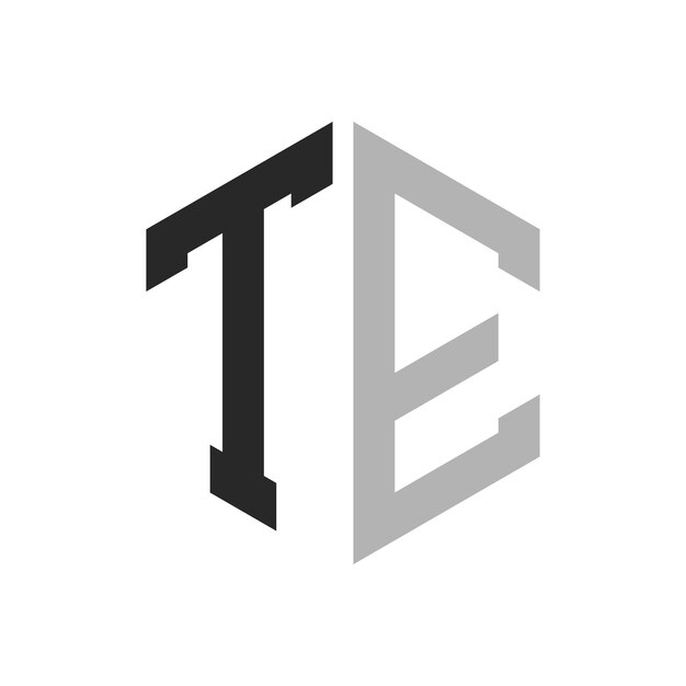 Moderno y único diseño de logotipo de la letra hexagonal TE Elegante concepto inicial de la letra TE