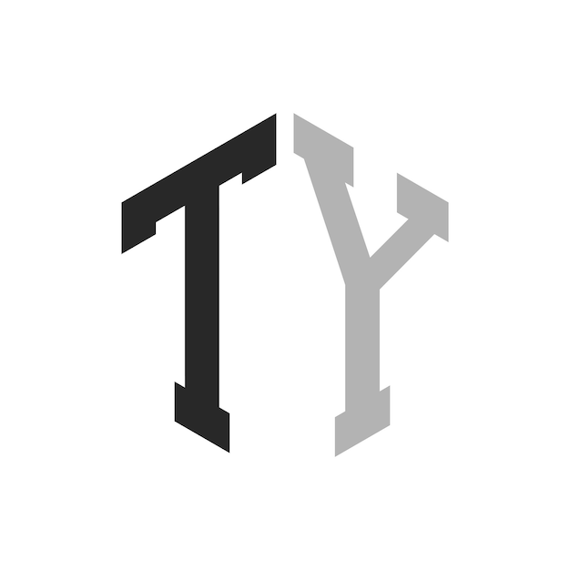 Moderno y único diseño de logotipo de la letra hexagonal TY Elegante concepto inicial de la letra TY