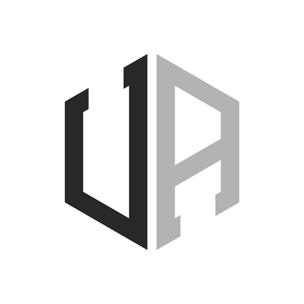 Moderno y único diseño de logotipo de la letra hexagonal UA Elegante concepto de logotipo inicial de la letra UA