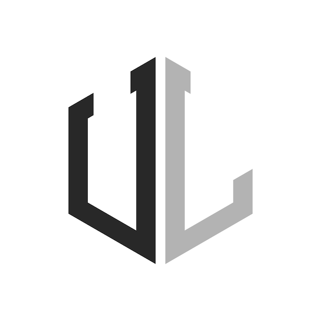 Moderno y único diseño de logotipo de la letra hexagonal UL Elegante concepto inicial de la letra UL