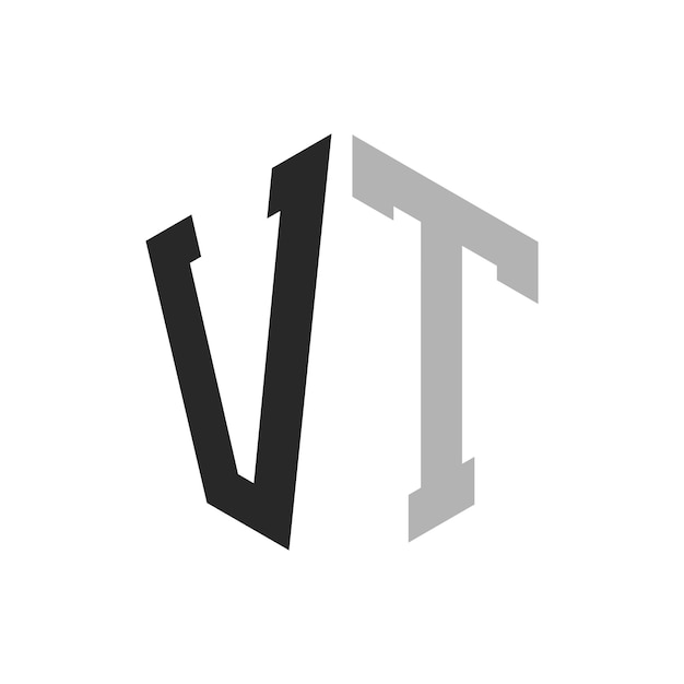 Moderno y único diseño de logotipo de la letra hexagonal VT Elegante concepto inicial de la letra VT