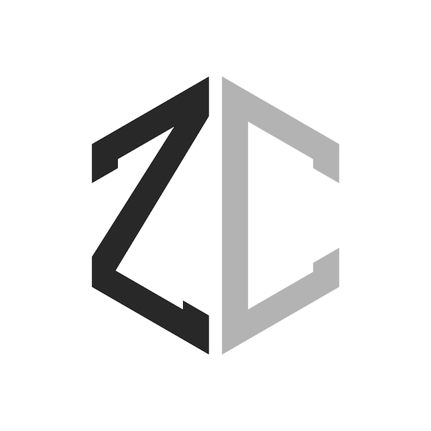 Moderno y único diseño de logotipo de la letra hexagonal ZC Elegante concepto inicial de la letra ZC