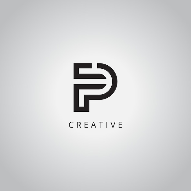 Moderno y único modelo vectorial de diseño de logotipo comercial de FP PF Letter