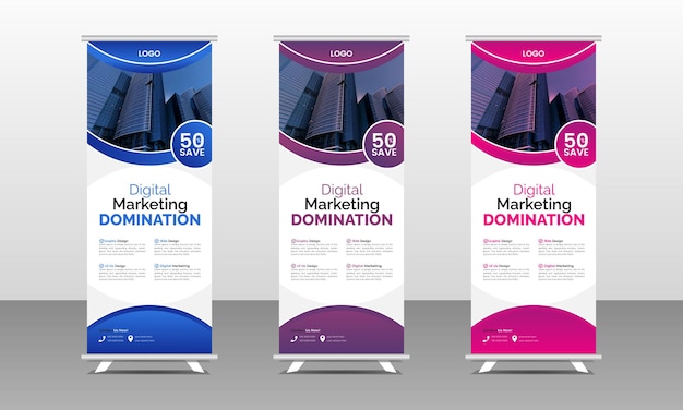 Moderno Vector corporativo x banner rodar hasta la plantilla de banner con formas creativas