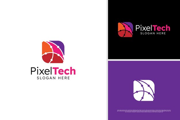 Moderno vector de datos de píxeles de logotipo concepto de diseño aislado tecnología plantilla de diseño de logotipo