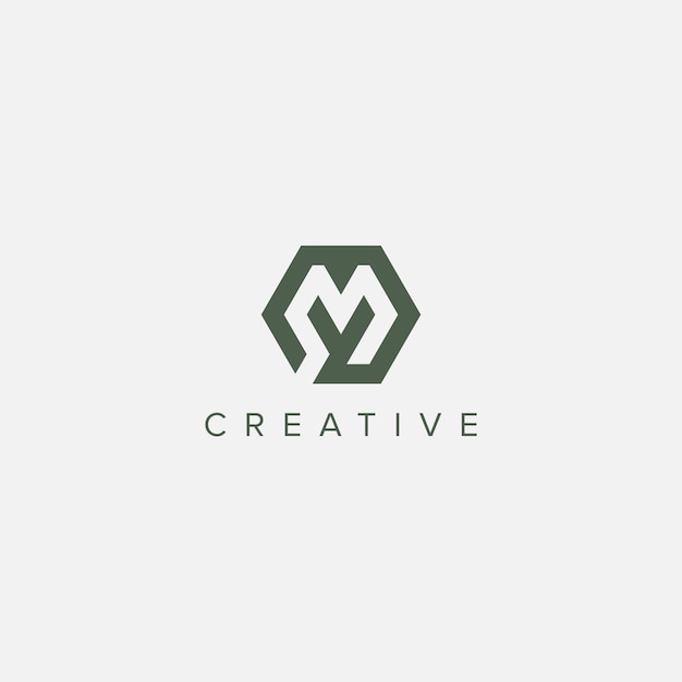 Moderno vector de plantilla de diseño de logotipo de la letra única MY YM