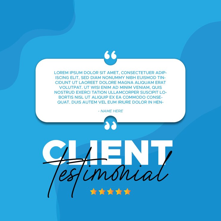 Modernos testimonios de clientes en las redes sociales publican una plantilla de diseño de banner con color azul