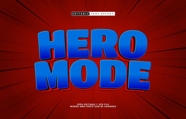 Vector modo héroe efecto de texto editable con un estilo de texto infantil e inteligente