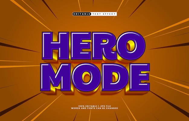 Modo héroe efecto de texto editable con un estilo de texto de juego y juego