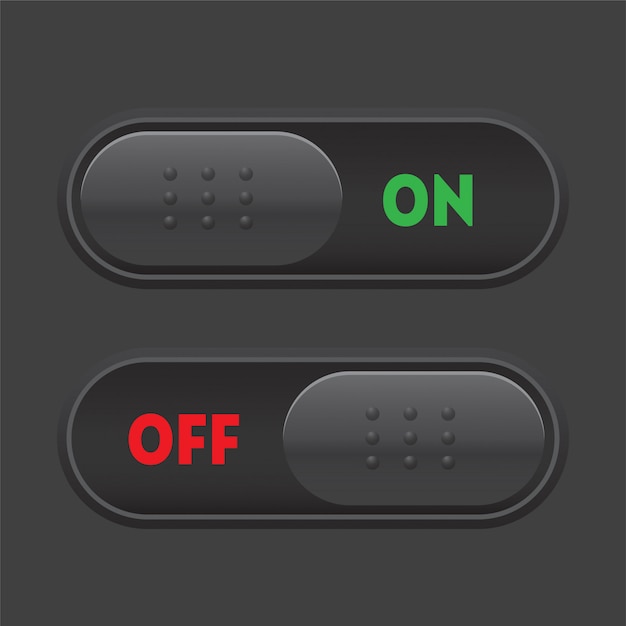 Modo oscuro en el interruptor deslizante de alternar apagado. elementos de la interfaz de usuario web