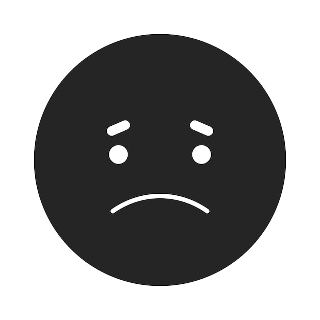 Modo oscuro triste emoticon plano monocromo aislado vector icono