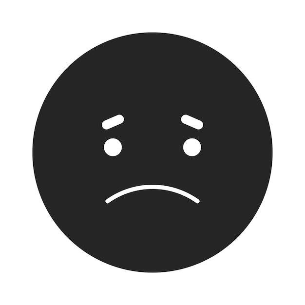 Vector modo oscuro triste emoticon plano monocromo aislado vector icono