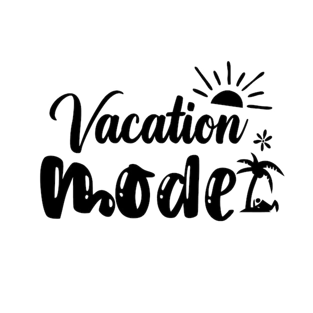 Modo de vacaciones de verano dibujar a mano letras de pincel letras de citas de tipografía de verano