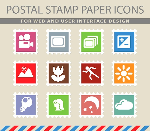 Modos de símbolos fotográficos en iconos de papel de correo