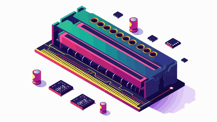 Vector módulo de memoria profesional de la computadora ram aislado en fondo blanco