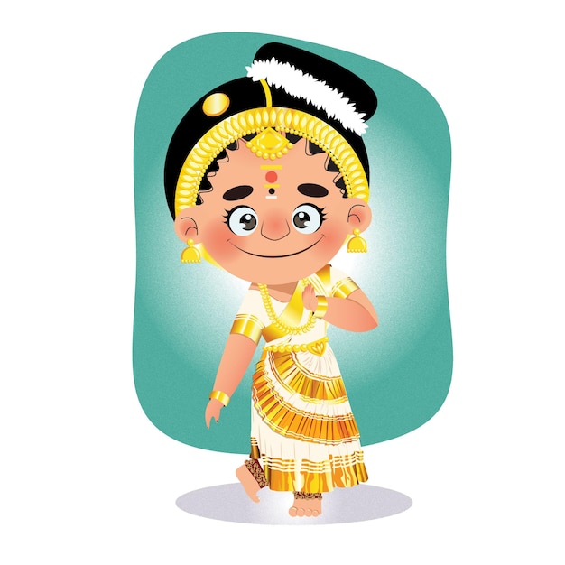 Vector mohiniyattam bailarina ilustración kerala