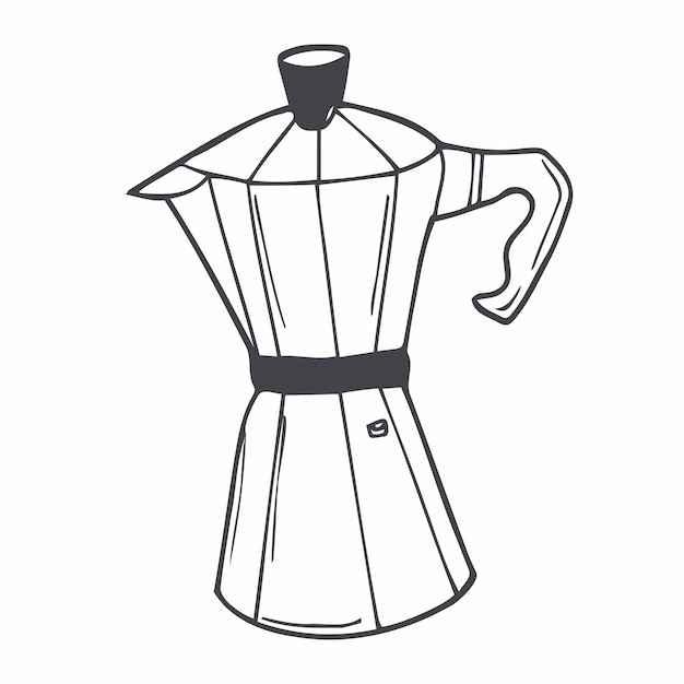 Moka pot Coffeemaker sketch grabado raster illustration Imitación de estilo de tablero de Scratch Imagen dibujada a mano en blanco y negro