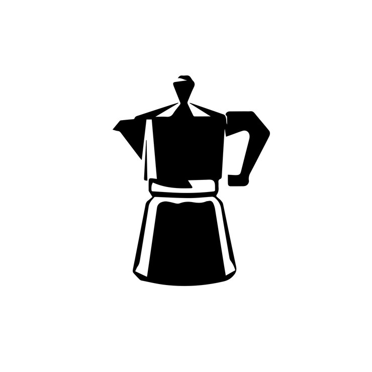 Vector moka pot vector silhouette cafetera italiana tradicional sobre un fondo blanco