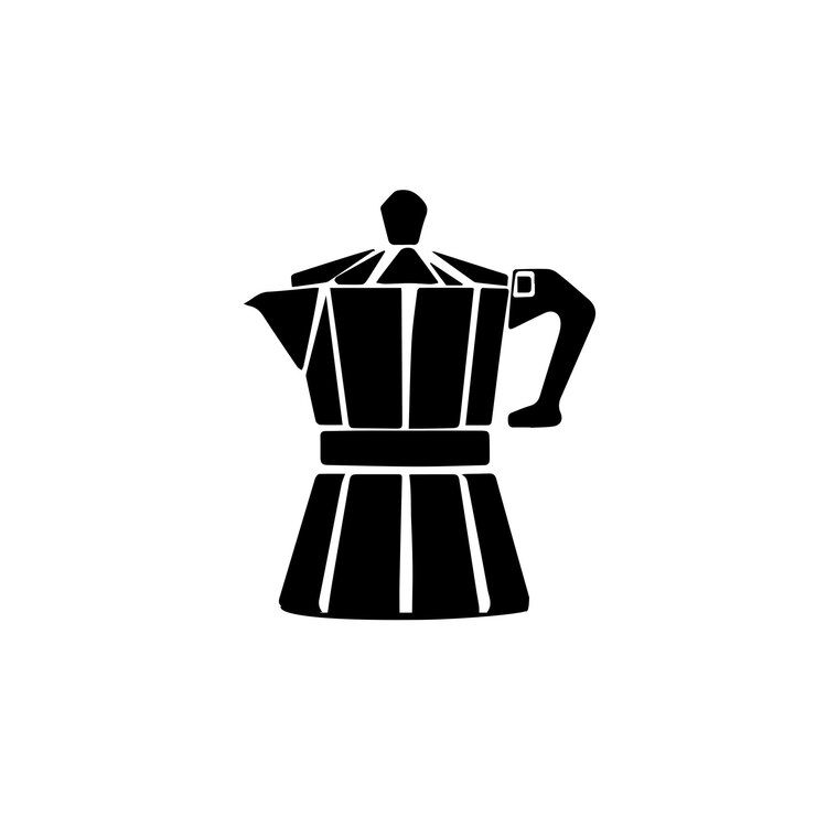 Vector moka pot vector silhouette cafetera italiana tradicional sobre un fondo blanco
