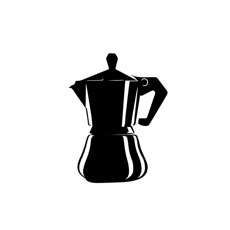 Vector moka pot vector silhouette cafetera italiana tradicional sobre un fondo blanco
