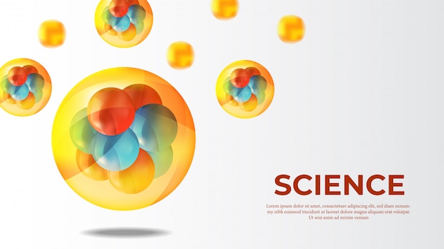 Vector molécula 3d esfera ciencia banner