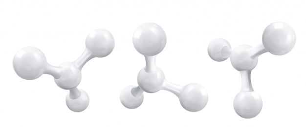 Molécula blanca o átomo, estructura abstracta limpia.