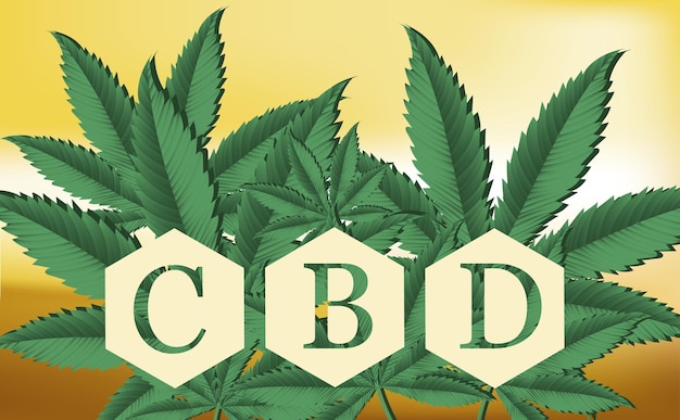 Molécula de cannabis cannabidiol cbd tiene un efecto antipsicótico fórmula química afiche de concienciación médica ilustración vectorial