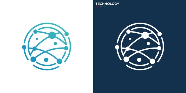 Molécula de datos de conexión de logotipo de tecnología con estilo de línea simple plantilla de diseño de símbolo de icono EPS