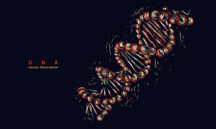 Vector molécula espiral de adn. medicina moderna y ciencia