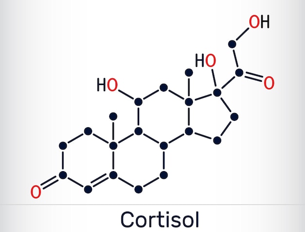 Molécula de esteroides de cortisol hidrocortisona Hormona del estrés Estructura química Vector