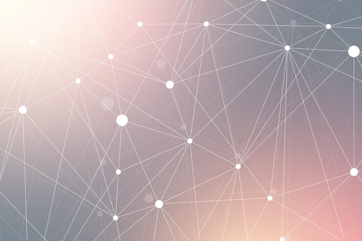 Vector molécula de formación científica geométrica y comunicación complejo de datos grandes con compuestos telón de fondo gráfico de perspectiva visualización de datos digitales ilustración de vector de diseño caótico minimalista