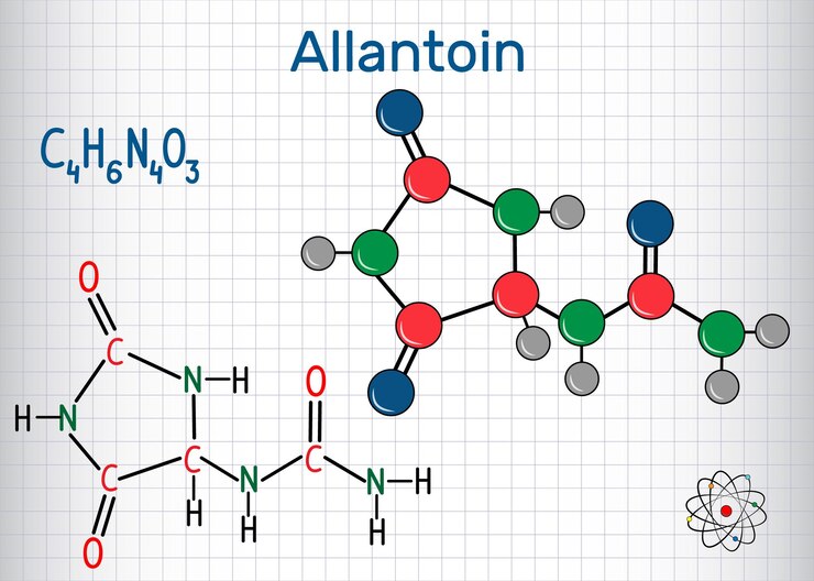 Vector molécula de glioxildiureo de alantoína modelo de molécula de fórmula química estructural